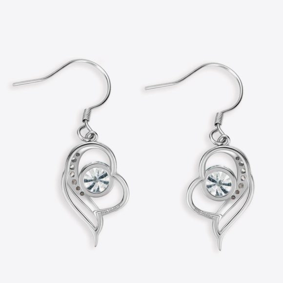 925 Sterling Silver Platinum-Plated Moissanite Drop Earrings For Women - Picture 4 of 5